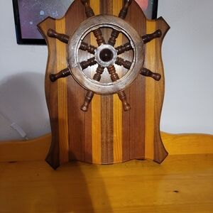 Large Wooden Ship Wheel Wall Decor